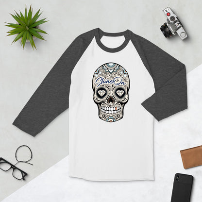 ShineOn Sugar Skull 3/4 sleeve raglan shirt